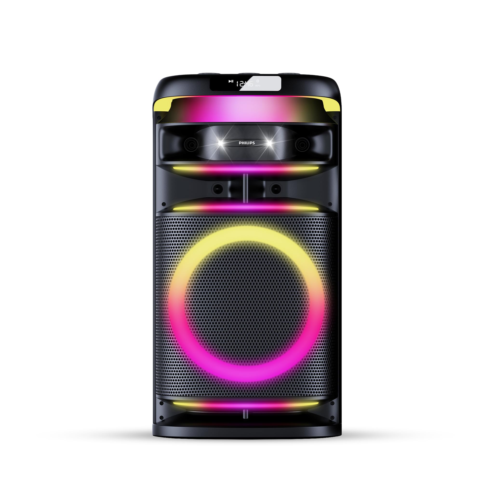 Philips TAX3004 300W Bluetooth Party Speaker with 2 Free Wireless Mic, Powerful Sound, Deep Bass, RGB Lights, LED Display, Portable Loudspeaker with USB, AUX, DJ Party Effects for House Party-image-35