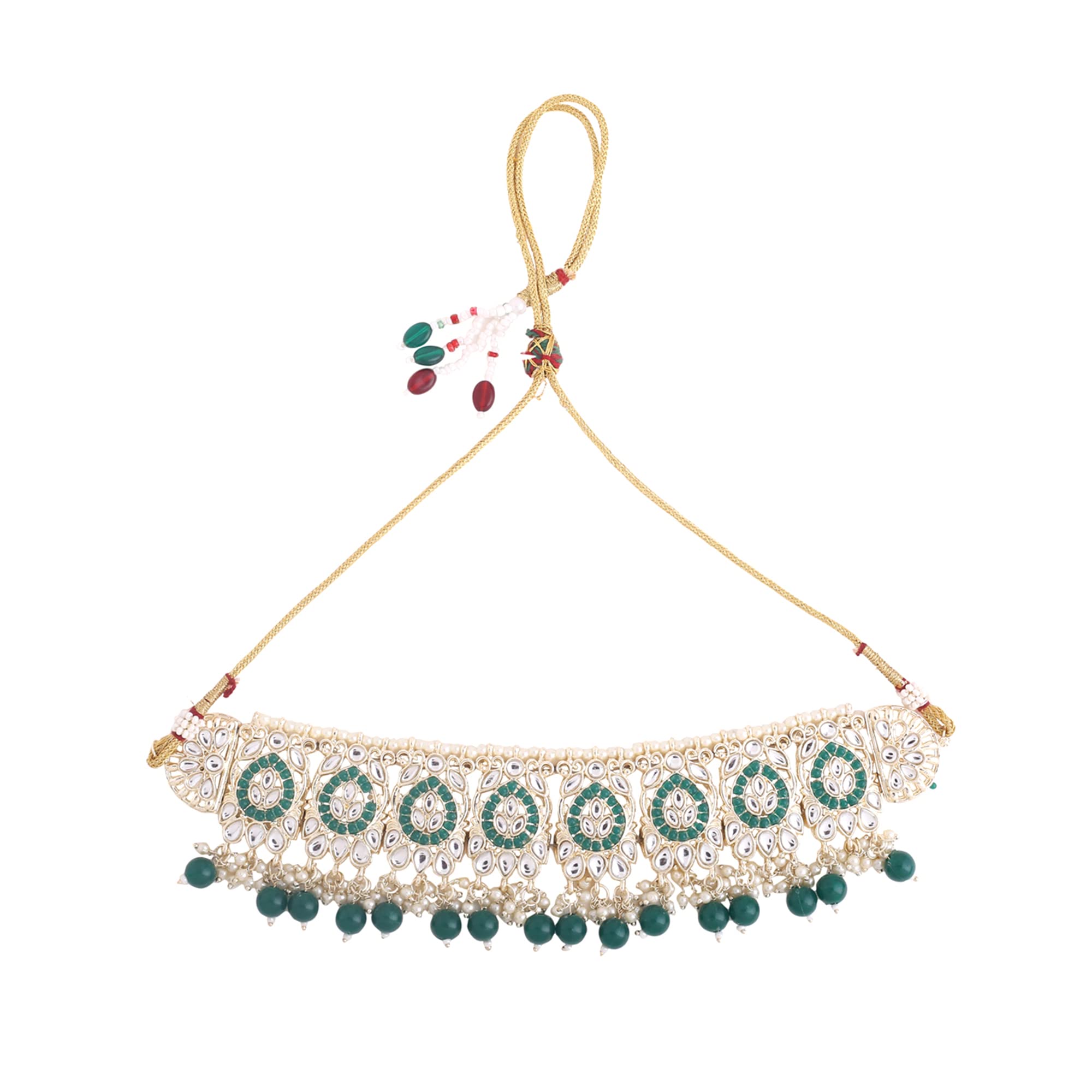 Kundan Beaded Drop Choker Necklace Set, Birthday Gift