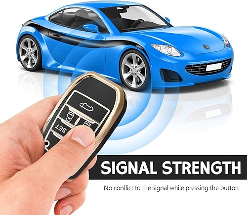 Miniatura 3 de Funda de TPU suave para llavero compatible con Toyota 6 botones Alphard HILUX PREVIA RAV4 VELLFIRE (dorado-negro)