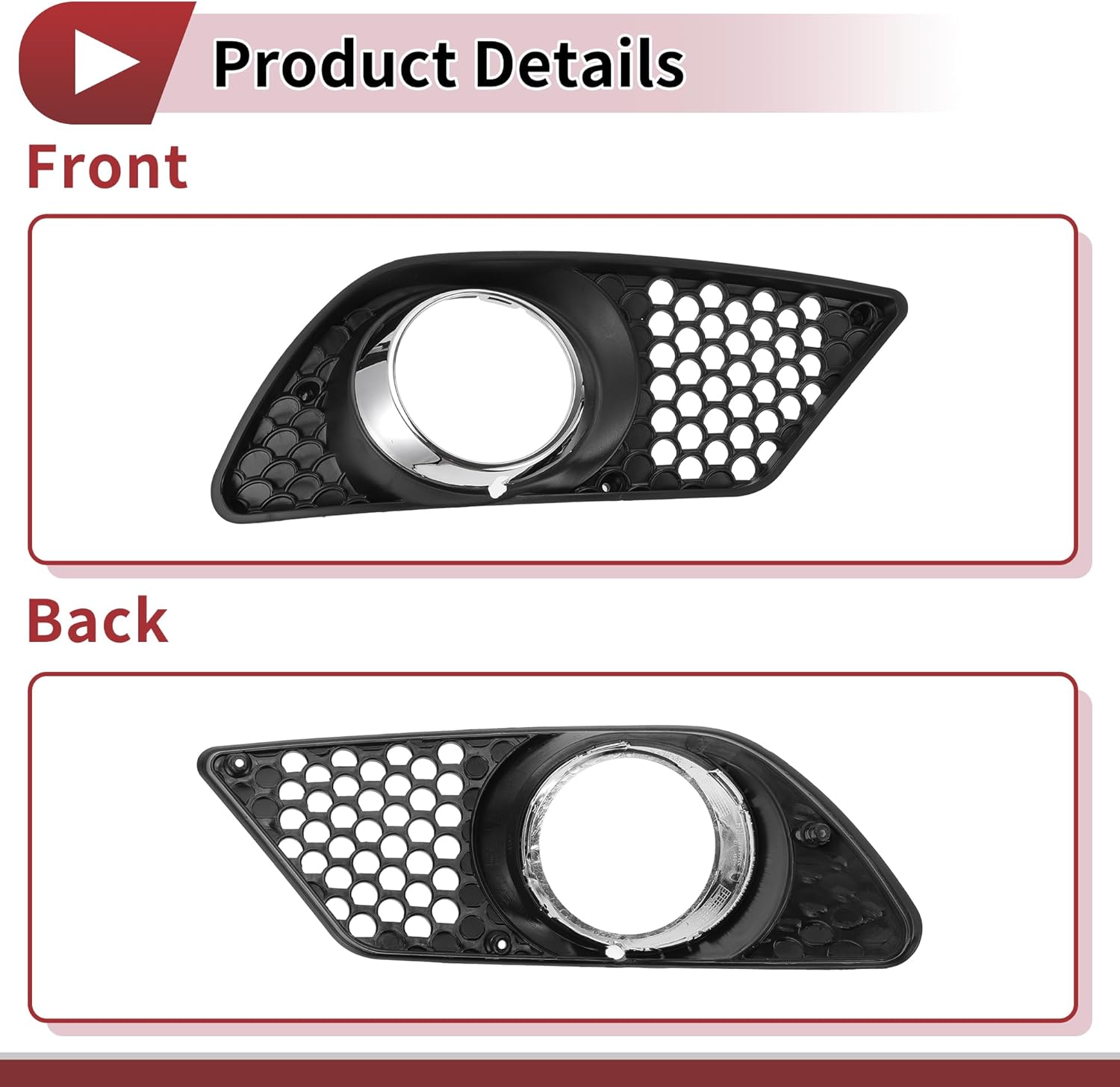 1 Pc Fog Light Grill for Mercedes-Benz C300 2008-2012 Front Right Front Lower Bumper Fog Light Cover Inserts No.2048850353 Black Silver Tone ABS - Image 6