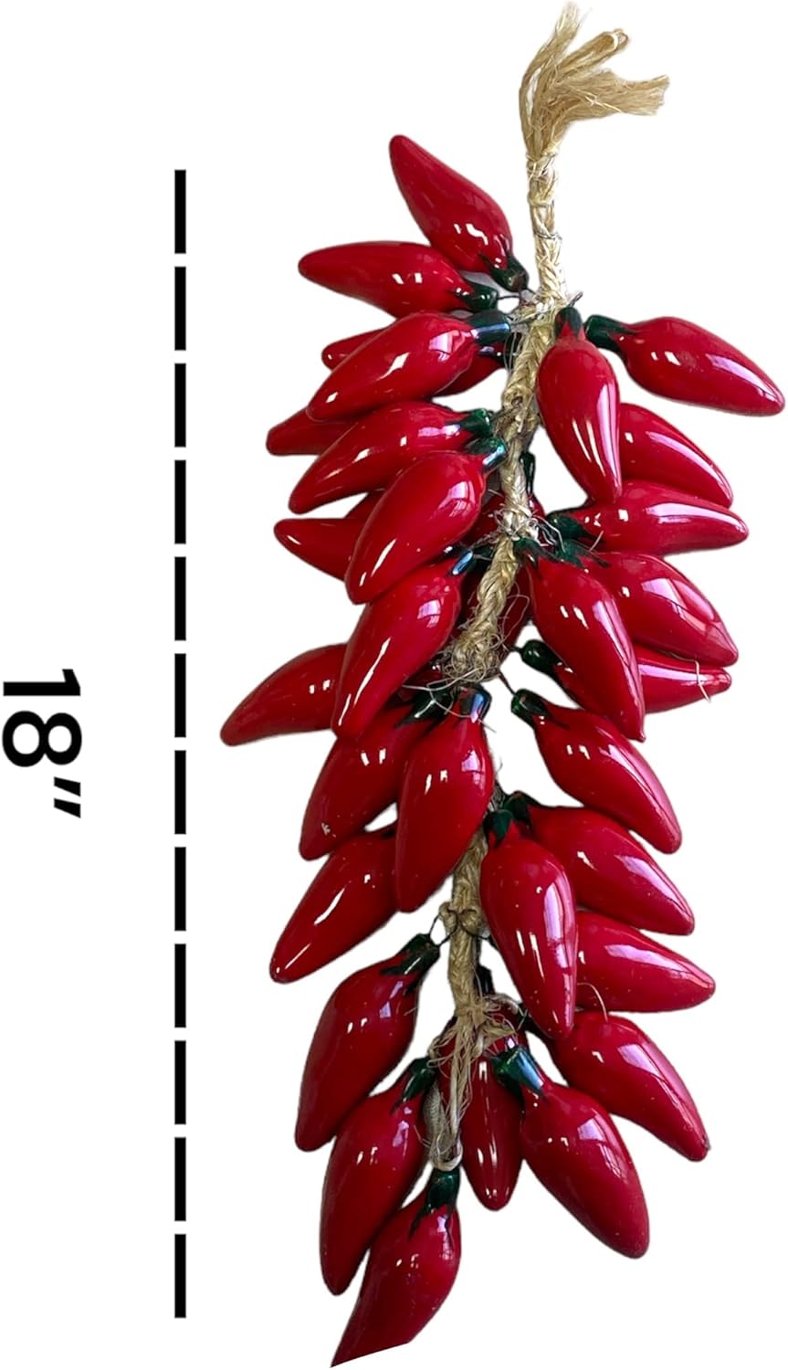 Hanging Ceramic RED Jalapeno RISTRA , Mexican Decor , Home Decor , Ceramic Vegetables , RISTRA , Mexico , Kitchen Decor , COCINA Mexicana , JALAPENOS DE Ceramica