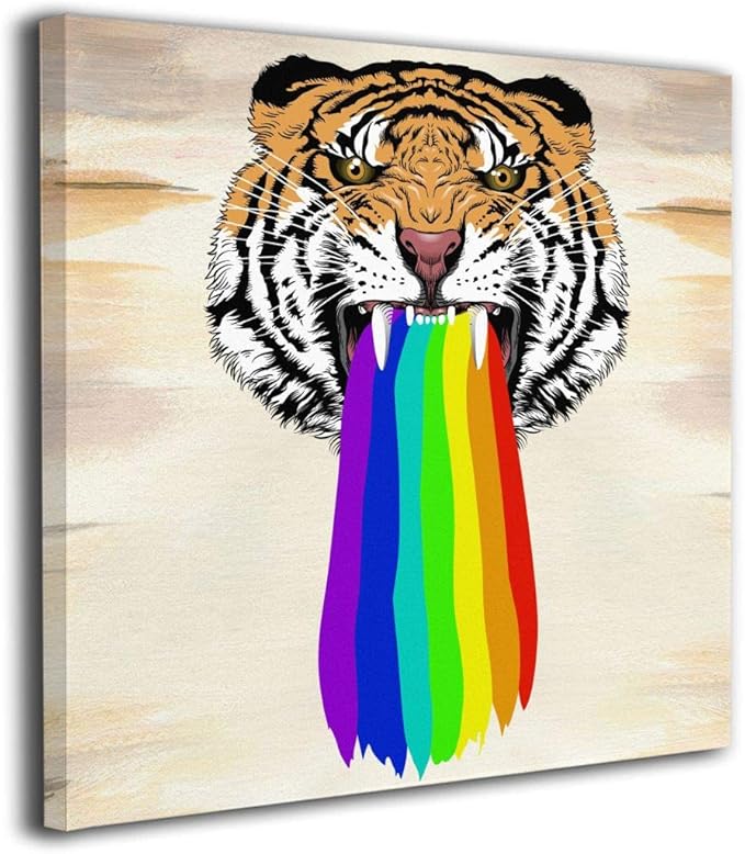 Amazon Co Jp タイガーは虹を吐く 縦3d柄プリン アートフレームモダン 寝室 ブラック現代壁の絵額縁付きの完成品 壁掛け 部屋飾り 背景絵画 インテリア デザイン 壁アート 玄関 壁 風景画 装飾 軽くて取り付けやすい ホーム キッチン