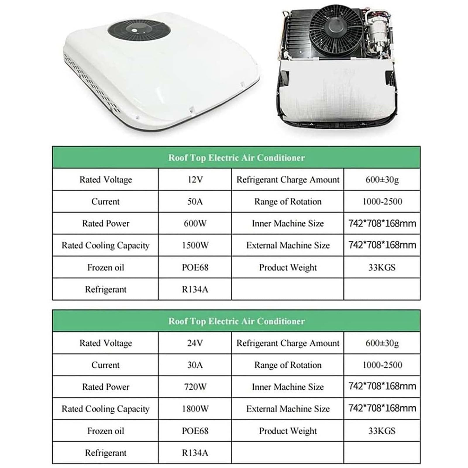 Aire Acondicionado para Vehículos Recreativos,12V 24V CA Silenciosos,Unidad Aire Acondicionado Vehículos Recreativos,Aire Acondicionado Frío,Bajo Ruido Aire Acondicionado Camion,White-24V