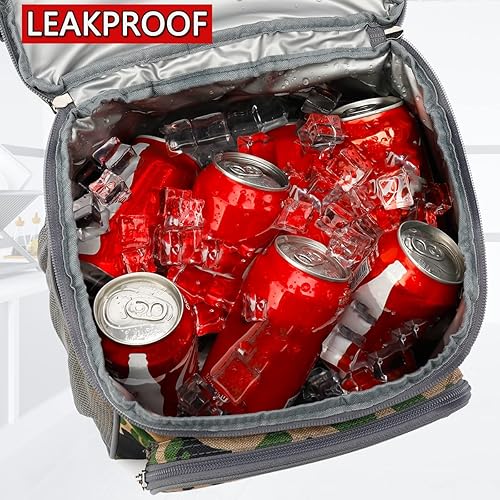 Miniatura 3 de FlowFly Lonchera térmica de doble capa con aislamiento térmico para adultos, bolsa grande para hombres, mujeres, con correa ajustable, bolsillo