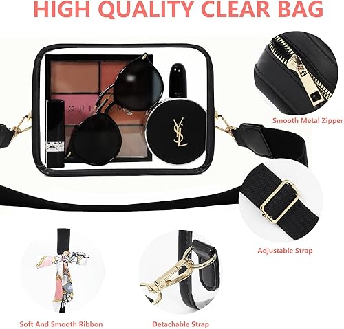 Miniatura 2 de Goopreen Bolsa transparente aprobada para estadios  Bolsa cruzada transparente con correa de hombro ajustable, para conciertos, festivales, eventos
