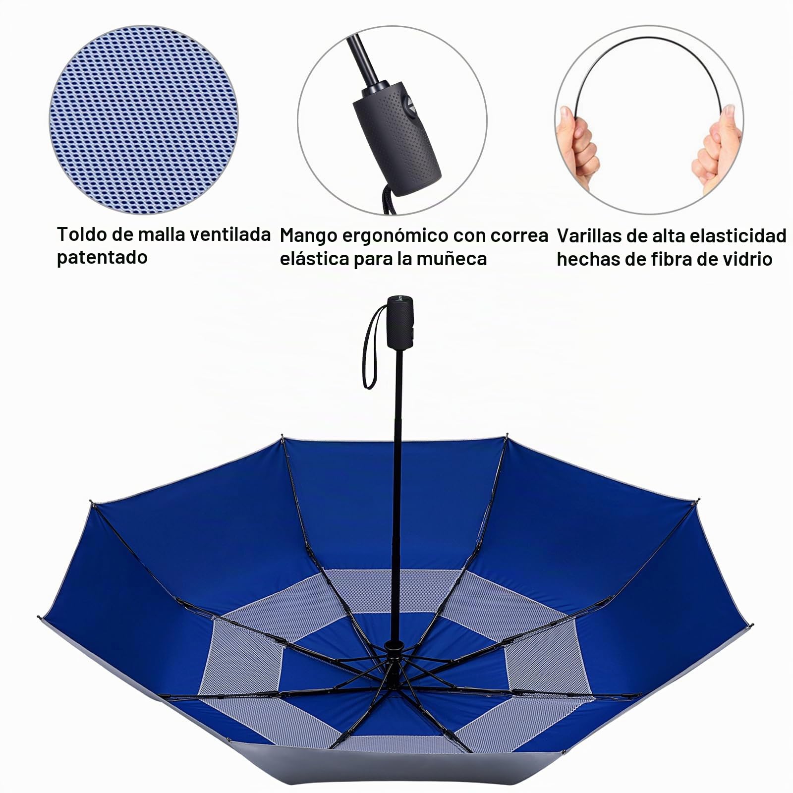 G4Free - Paraguas de viaje de 106,68 - 116,84 cm, con revestimiento plateado de protección contra los rayos UV y protección contra el viento