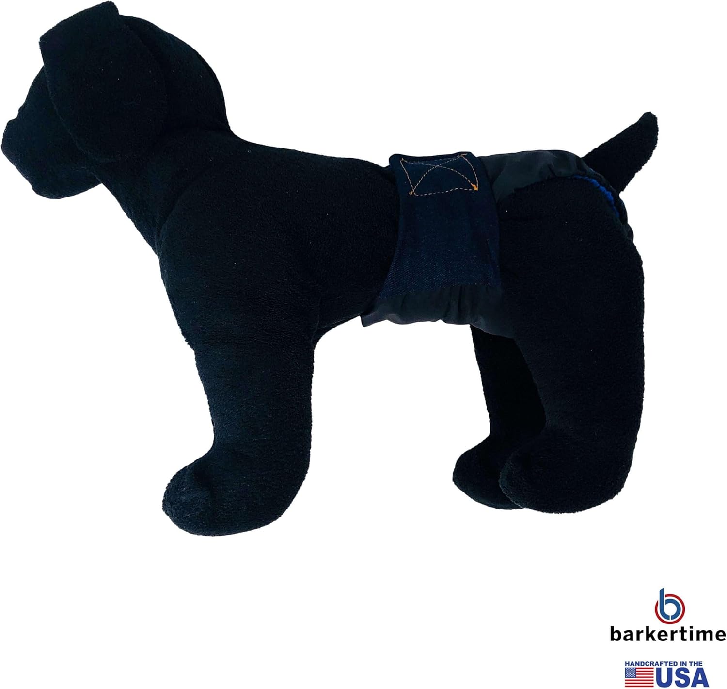 Denim on Black Dog Diaper, L, Without Tail Hole - Made in USA