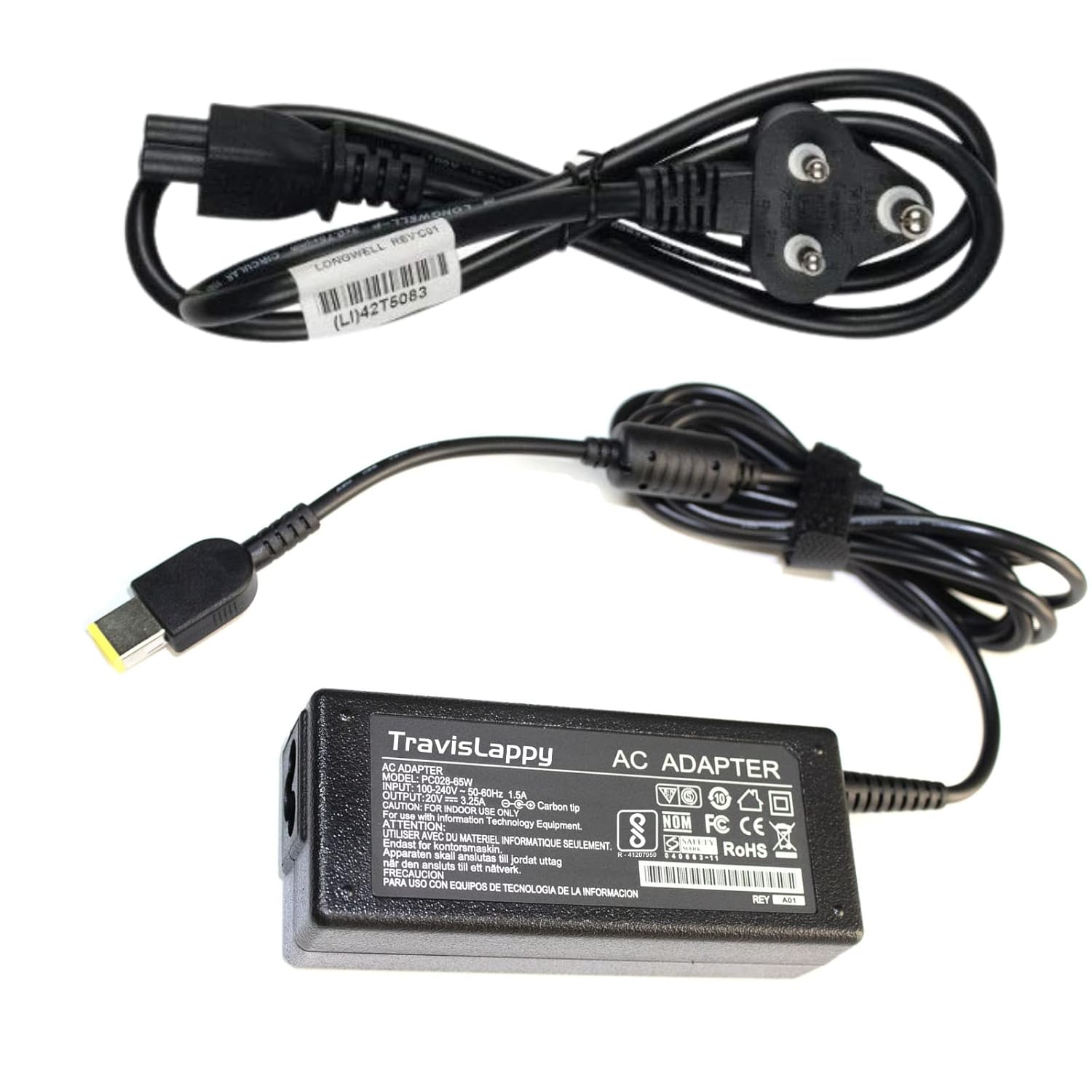Laptop Charger for Lenovo thinkpad Ideapad Yoga T460S 20FY Ultrabook 20v 3.25a 65w Pin USB Type Adapter