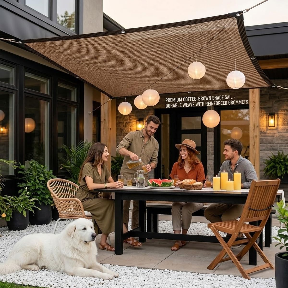 90% zacienienia z przelotkami, siatkowa plandeka przeciwsłoneczna do patio, ogrodu, podwórka, zadaszenie na zewnątrz, blokada UV, trwała tkanina (5,5 x 10 m)