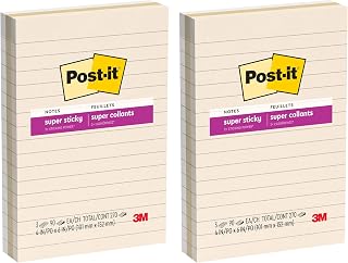 Post-it Super Sticky Notes, 4 x 6 in Lined, Neutrality Collection, 2 Pack, 6 Pads, 540 Sheets Total, Super Sticky Adhesive with 2X Sticking Power for Office, Home and Classroom Lists and Reminders