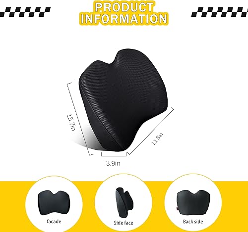 Miniatura 5 de SPRFUFLY Make Relaxing - Almohada para reposacabezas de automóvil + almohada de apoyo lumbar para automóvil, 100% espuma viscoelástica con funda