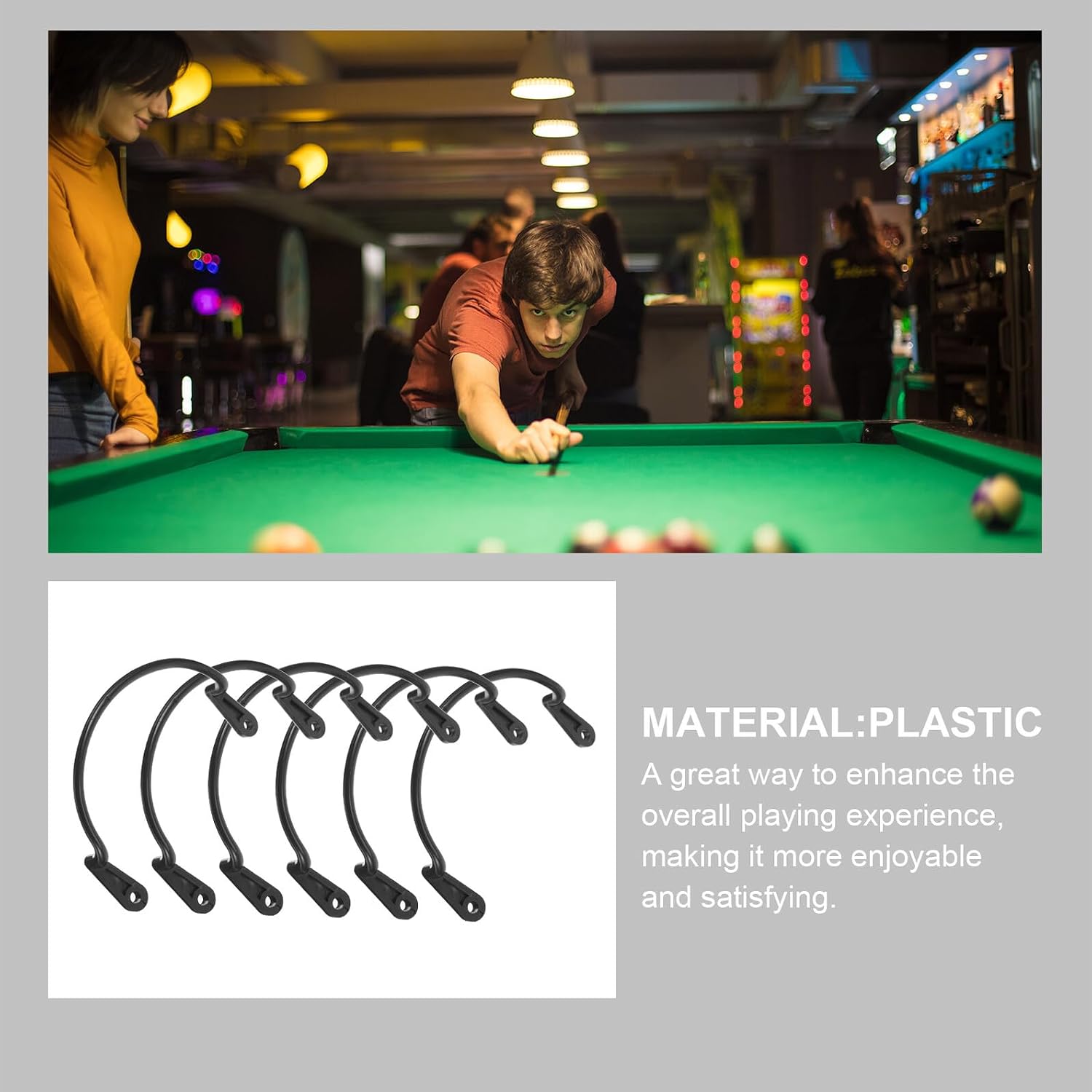 Cabilock 6Pcs Black Plastic Billiard Pool Table Pocket Holders Sports Net Pocket Fixing Accessories Replacement Parts for Snooker and Billiards Equipment