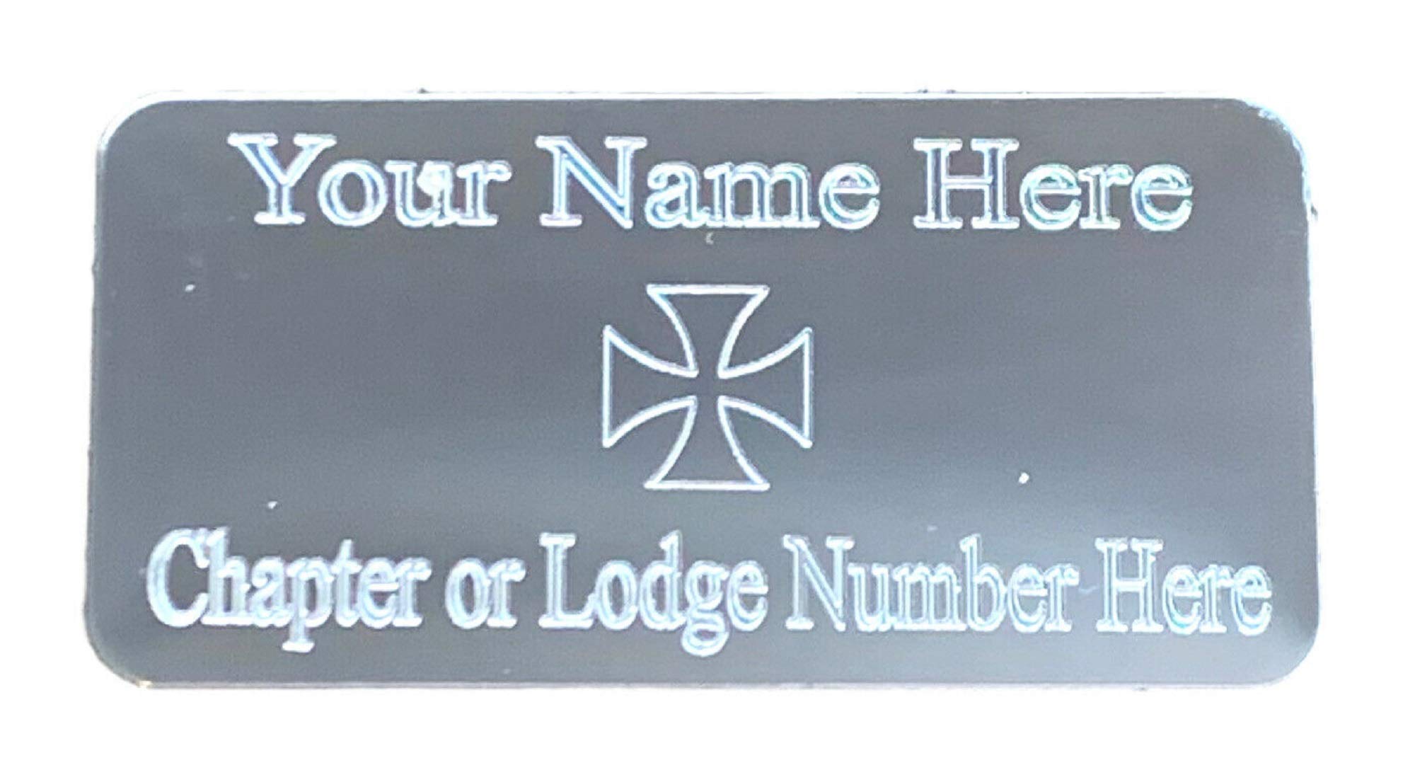 Emblems-Gifts (MP23) 50 mm x 25 mm Personalised Masonic Knights Templar Silver Case Plate