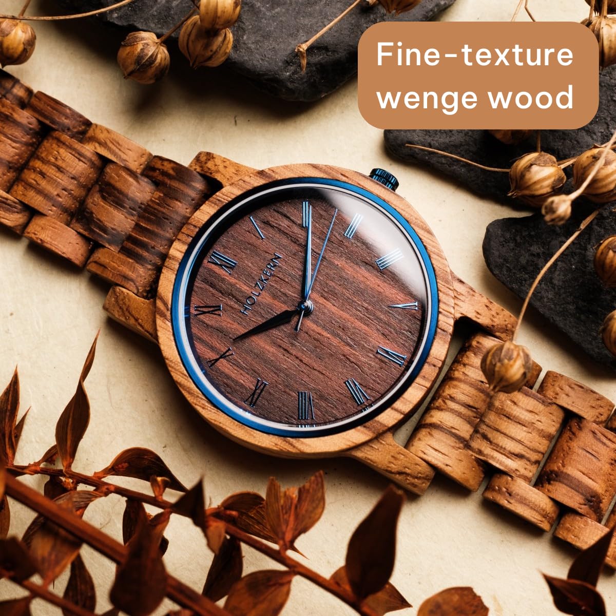 HOLZKERN Armbanduhr Quarz Herbstmorgen Zebrano/Wenge 9120078332702 | außergewöhnliche Unisex-Uhr für Frauen und Männer,
