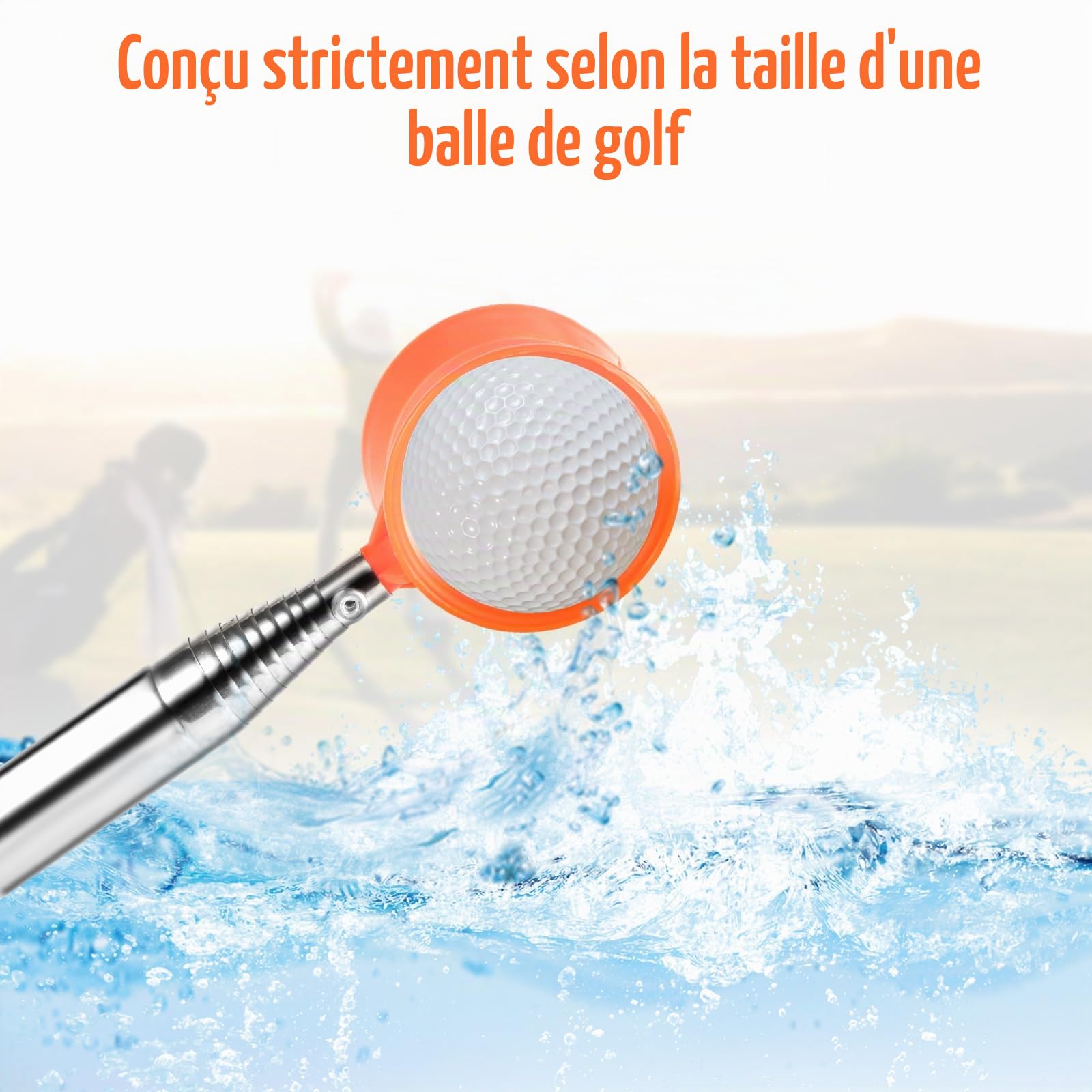 NQEUEPN 39,62-274,32 cm Récupérateur Balle Golf, Antidérapant Télescopique Récupérateur de Balle de Golf pour l'eau Sélecteur de Balle de Golf pour Ramasser dans l'eau ou la Brousse