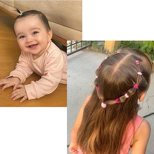 Miniatura 5 de Lazos para el pelo de bebé para niñas pequeñas, 200 unidades, bandas de pelo pequeñas, sin daños, bandas de goma de nailon multicolor para el