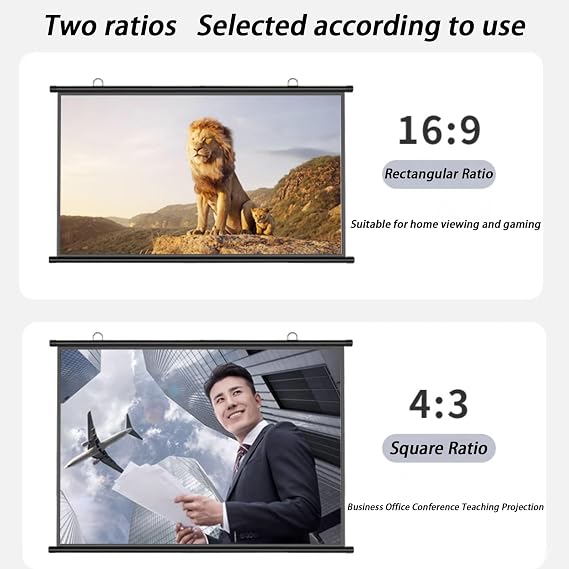Manual Pull-Down Projector Screen,Projector Screen Manual Projection Screens, Wall Ceiling Mount Manual Projector Screen, Portable Projector Screen, Idea For Home Cinema, Garden Pa-16:09-40 (16:09 72)