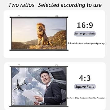Manual Pull-Down Projector Screen,Projector Screen Manual Projection Screens, Wall Ceiling Mount Manual Projector Screen, Portable Projector Screen, Idea For Home Cinema, Garden Pa-16:09-40 (16:09 72)