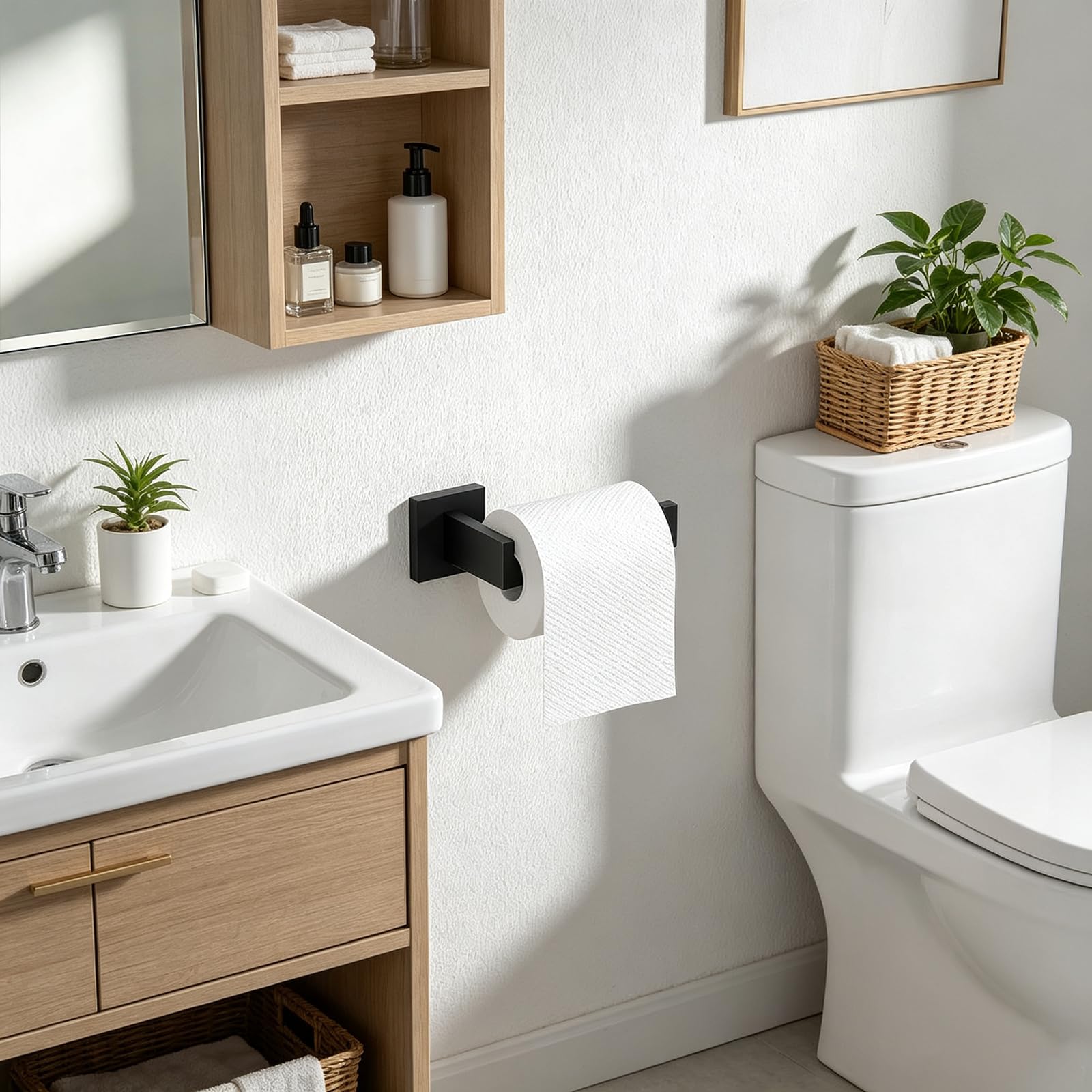 JOPOFI Toilet Paper Holder - Bathroom Toilet Roll Holder - Matte Black — Amazon image 2