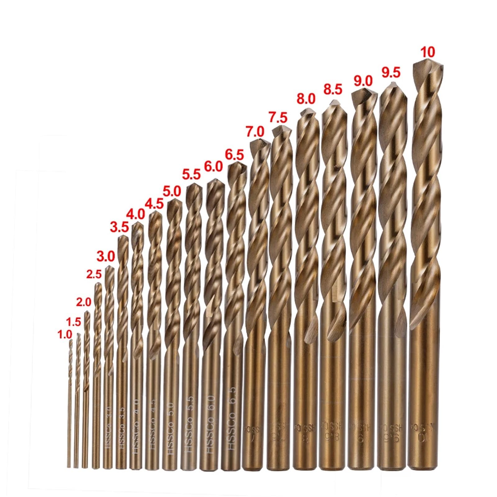Juego de brocas para taladro rotativo Juego de brocas helicoidales métricas M35 HSS-Co acero alta velocidad con 5% cobalto y estuche metálico for inoxidable, madera metalurgia(25pcs box)