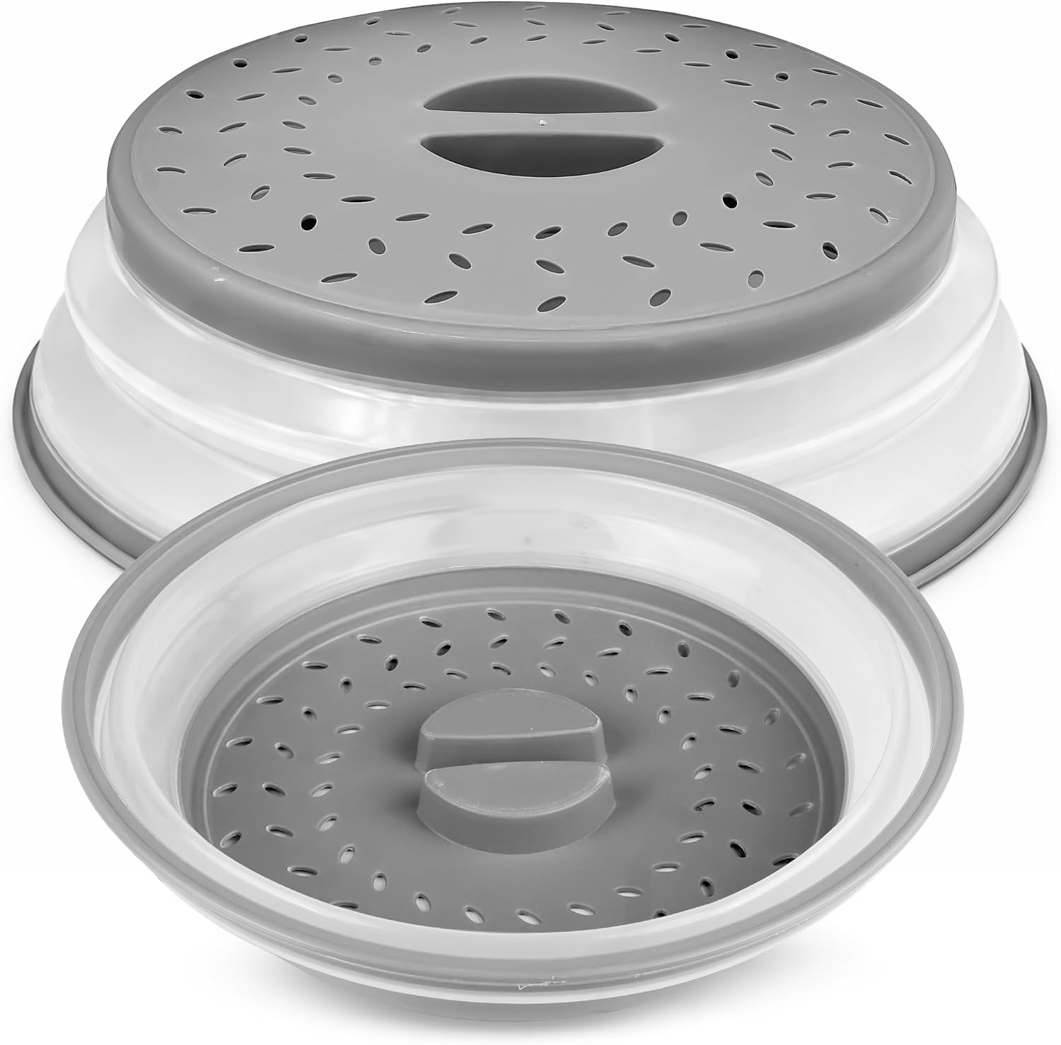 Collapsible Microwave Splatter Cover for Food, 10.5 Inch, Pack of 2 | Silicone and plastic, steam vent, BPA free, reusable, food splatter guard, 2 pack set