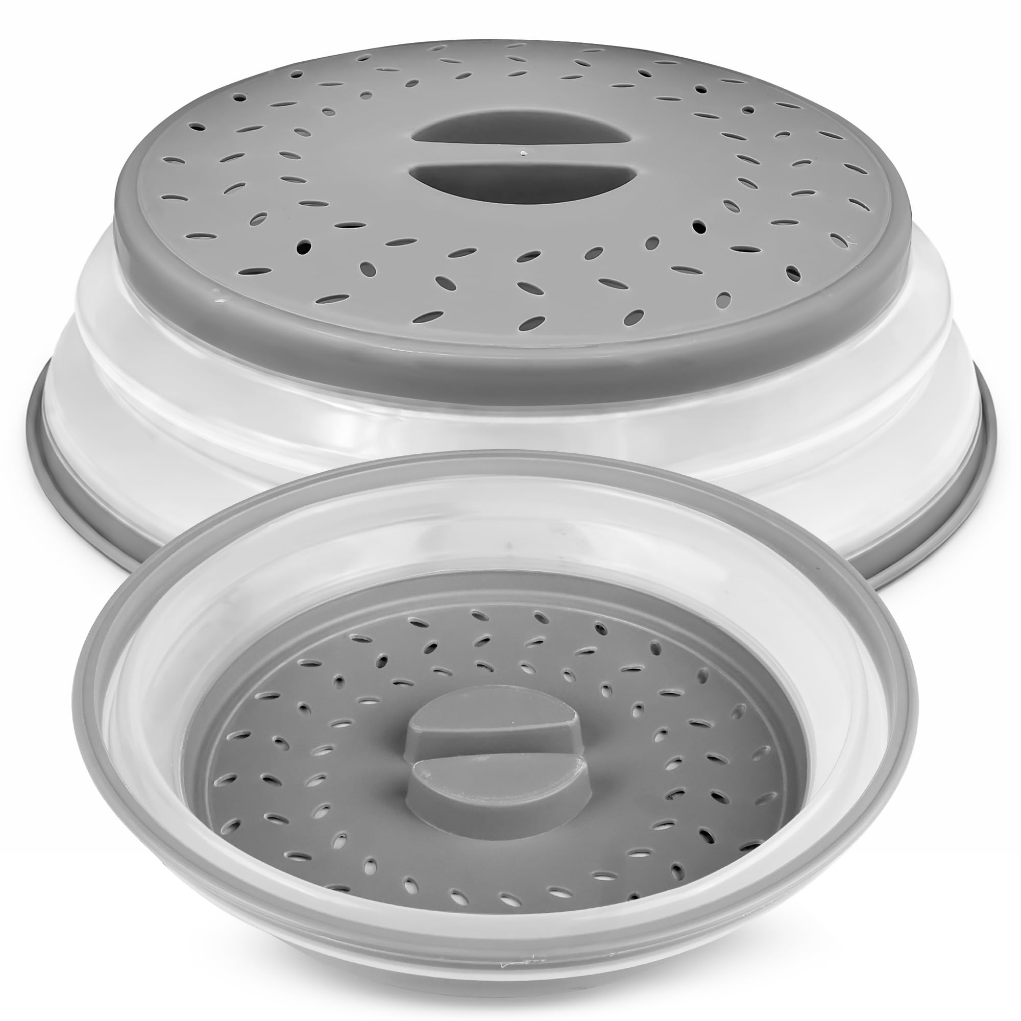 Microwave Splatter Cover,10.5 Inch Collapsible Microwave Cover for Food Silicone and Plastic Steam Vent Lid BPA Free Space Saving Reusable Kitchen Cover Pack of 2