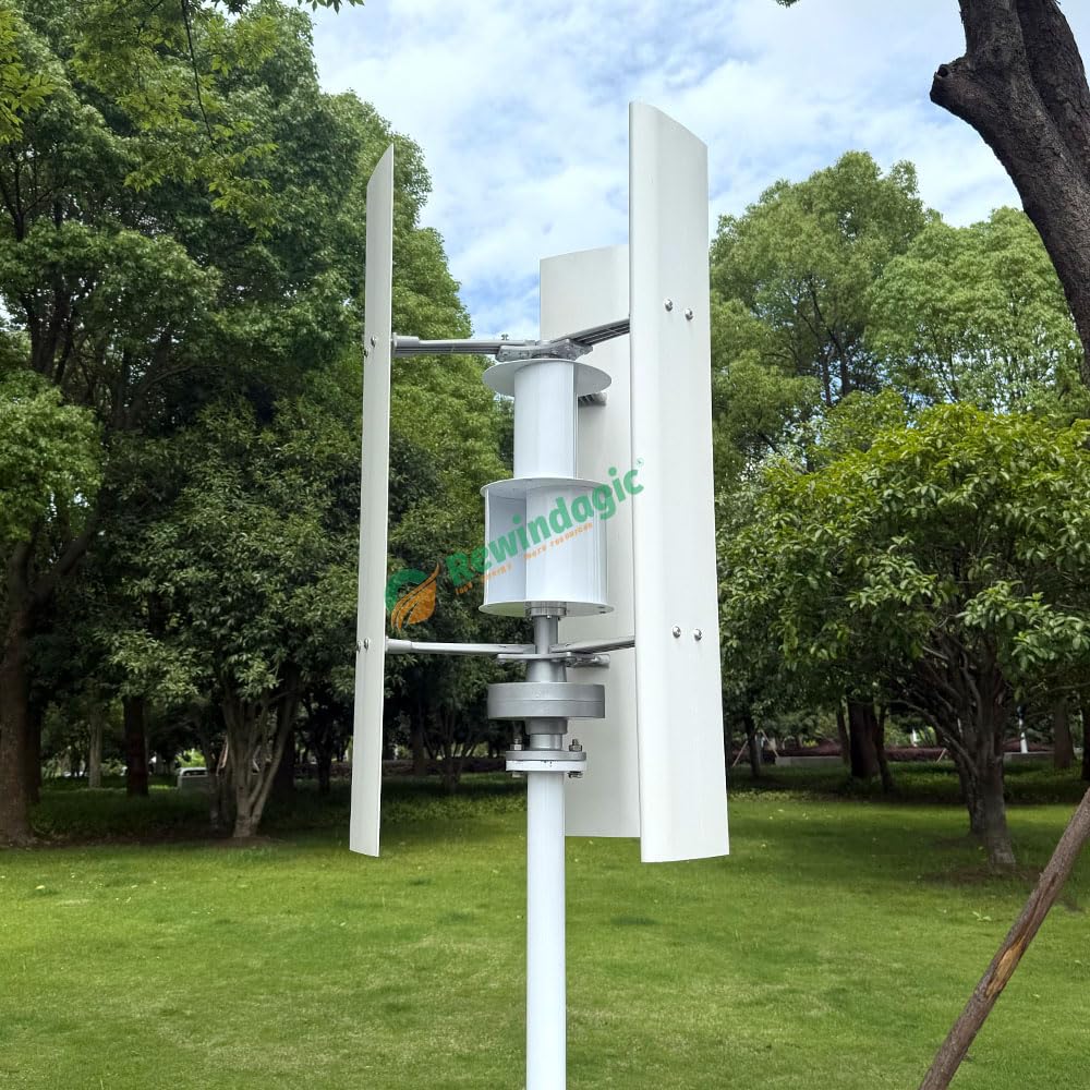 800W Windkraftanlage Vertikal 12V 24V 48V Windgenerator mit Laderegler 3 Klingen Windturbine für Heimgebrauch Garten Boote Hütten Windräder (24V mit regler)