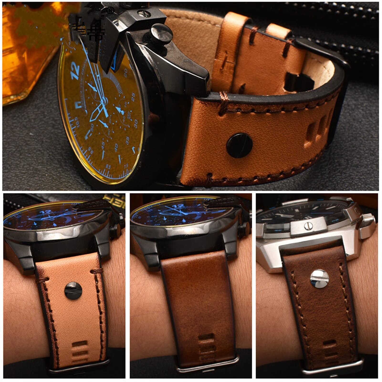 Cinturino in vera pelle per orologio diesel DZ4476/4482 DZ7408 7406 4318 cinturino 22 24 26 28 millimetri di grandi dimensioni da uomo cinturino da polso