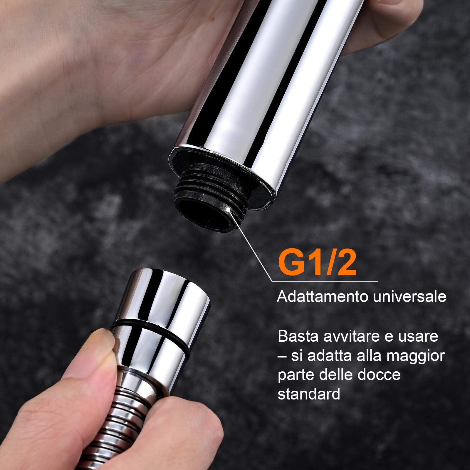 GRIFEMA Soffione Doccia Alta Pressione – 3 Modalità di Spruzzo, 216 Ugelli in Silicone Anticalcare, Design Leggero, Finitura Cromata, Universale e Facile da Installare, G807