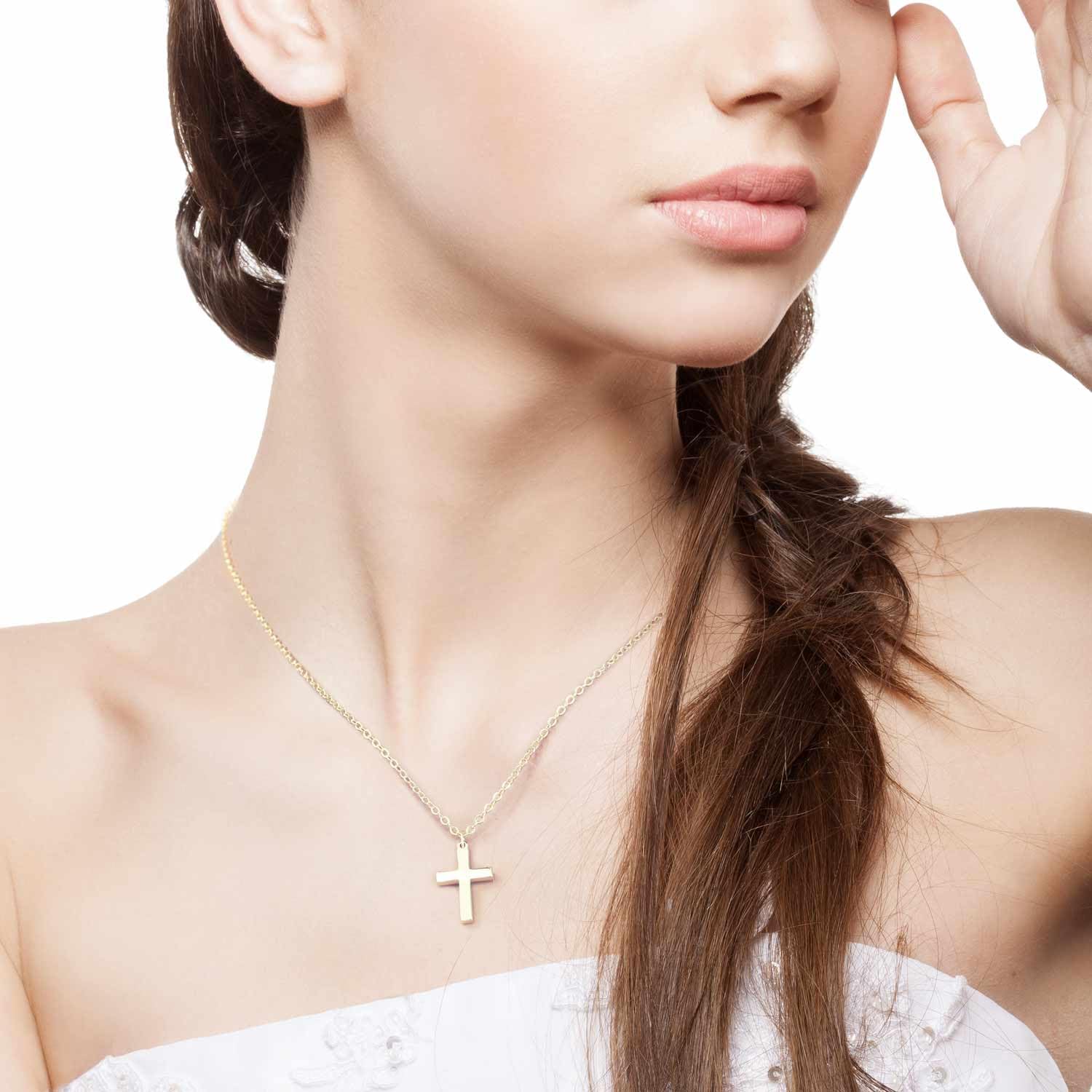 Cossa 14K Gold Cross Necklace for Women 14K Gold Necklace Cross Dainty Small Pendant Necklaces for Faith And Love - Image 6