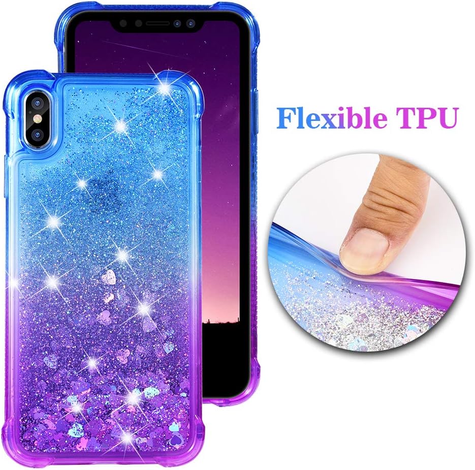 Ruky iPhone Xs Max Case, iPhone Xs Max Glitter Case, Gradient Quicksand Series Girls Women TPU Bumper Cushion Reinforced Corners Protective Liquid Case for iPhone Xs Max 6.5 inches 2018 (Blue Purple)