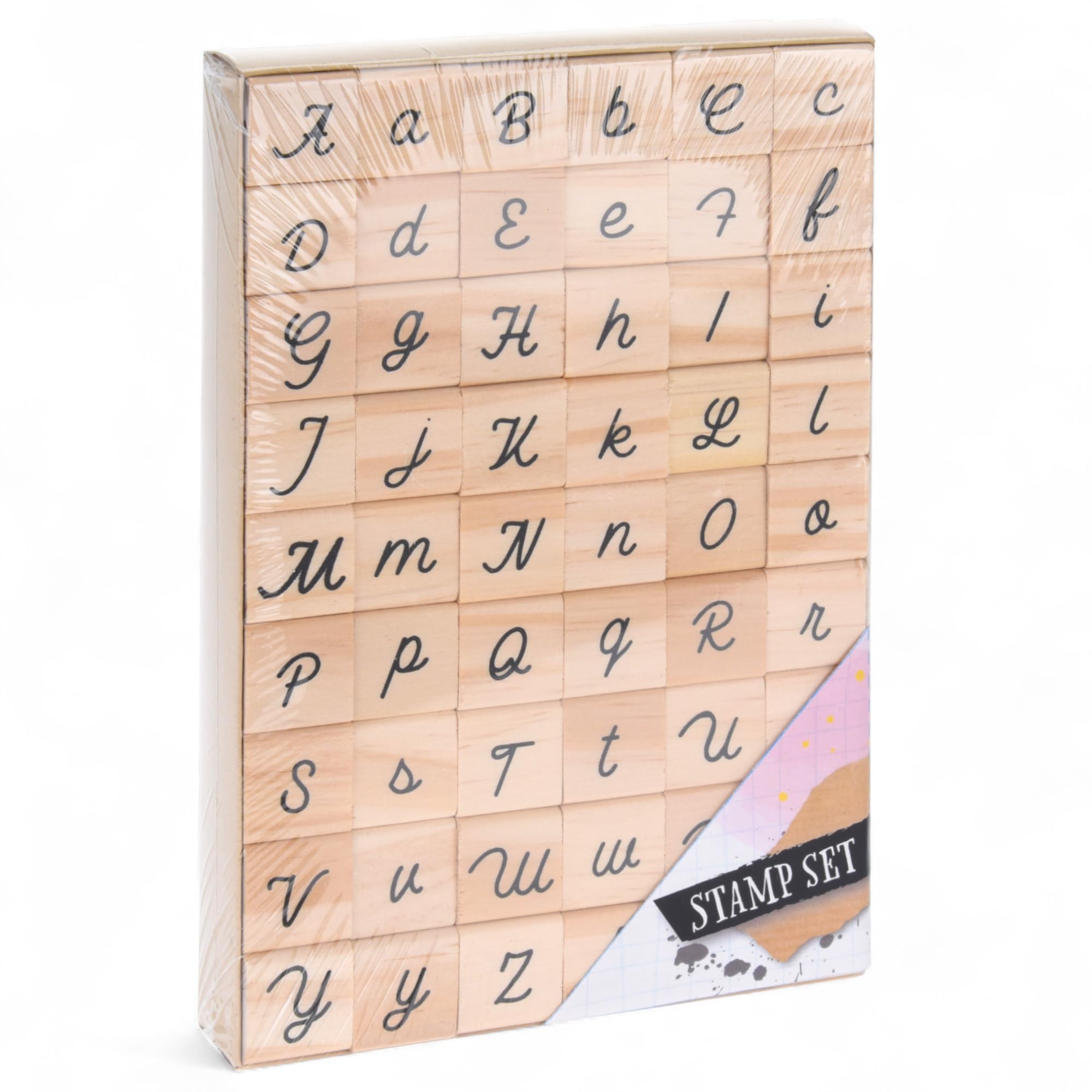 Juego De Sellos De Letras De Madera - 54 Sellos ABC Mayúsculas Y Minúsculas Para Manualidades, Tarjetas Y Scrapbooking