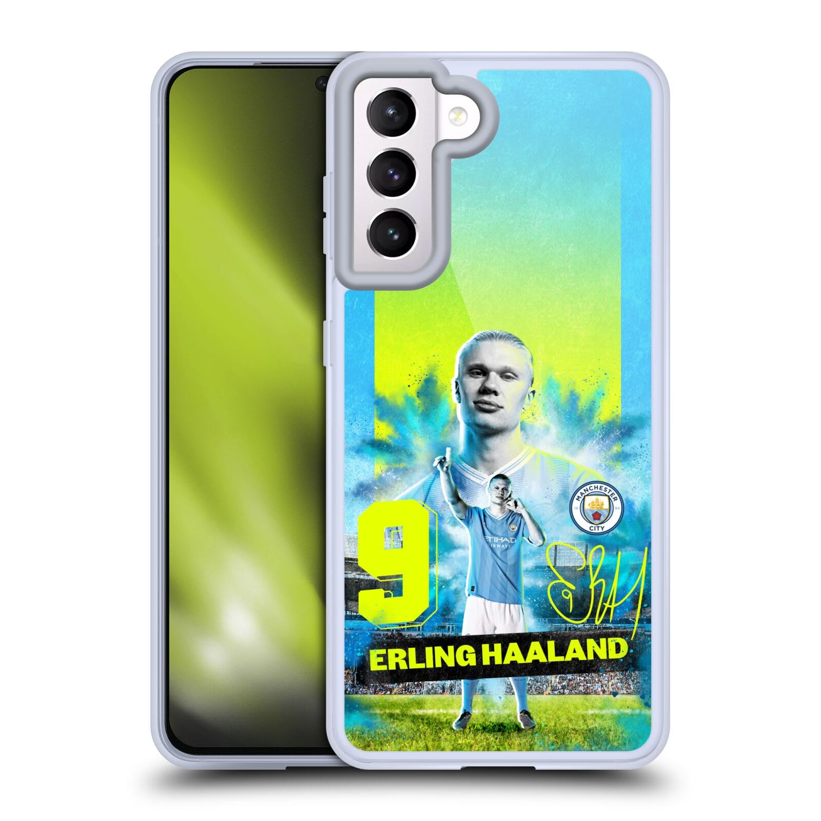 Head Case Designs Officially Licensed Manchester City Man City FC Erling Haaland 2023/24 First Team Gel Case [Military Grade] Compatible with Samsung Galaxy S21 5G and Compatible with MagSafe