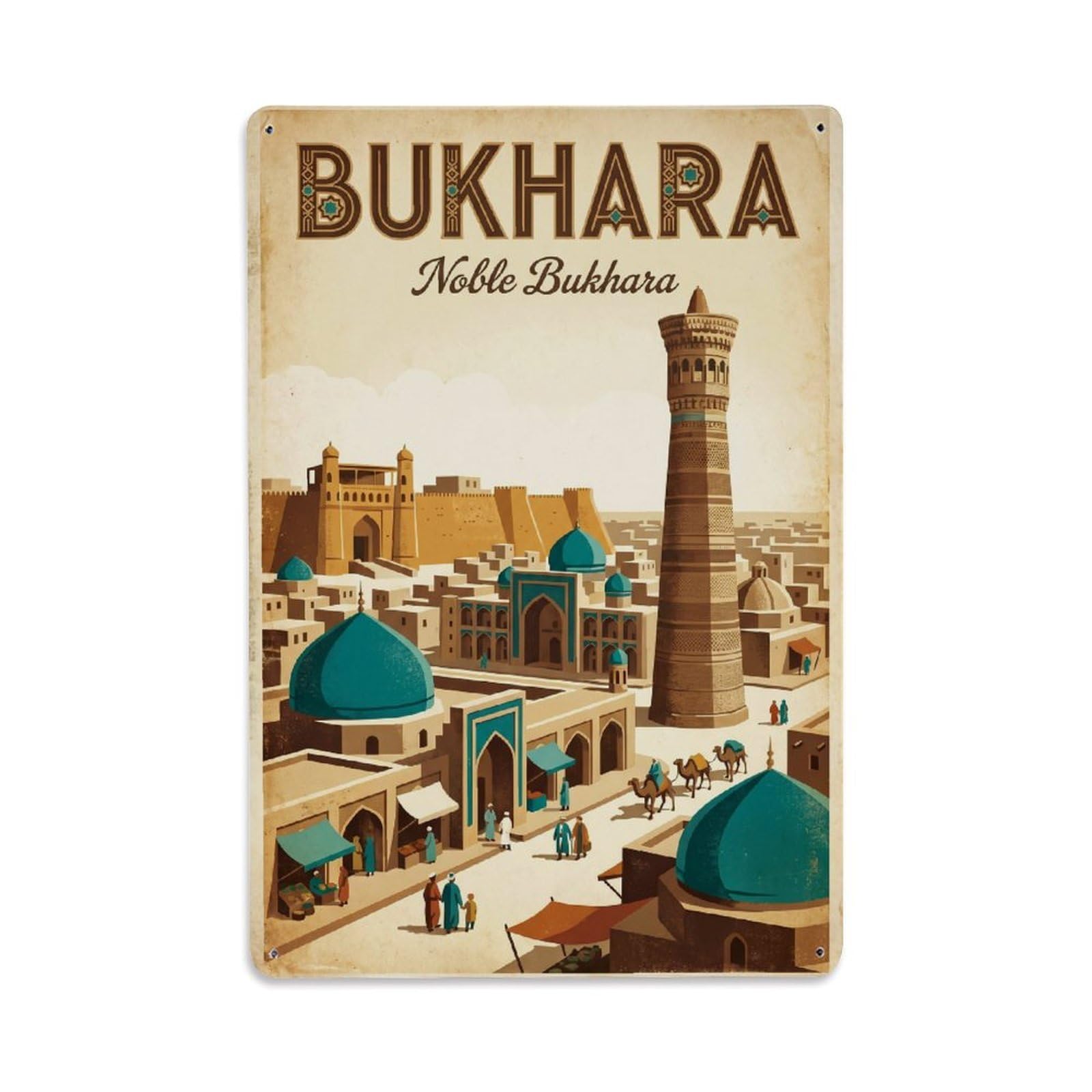 Gead 8X12inch Style Retro Uzbekistan Bukhara Travel Metal Tin Sign