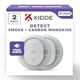 Smoke & Carbon Monoxide Detector, 10-Year Battery Powered, Voice Alerts, LED Warning Light Indicators, 2 Pack
