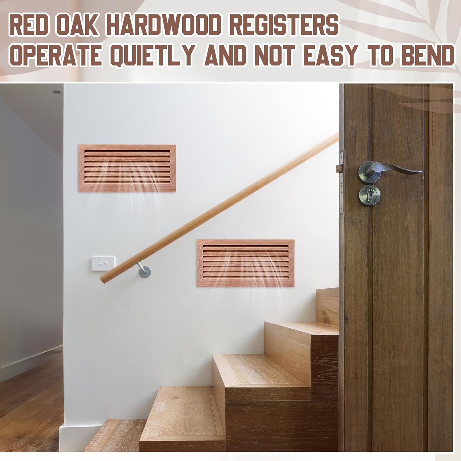 Weysat 2 Pcs 8 x 16 Inch Red Oak Hardwood Cold Air Return Wall Vent Cover Floor Register Vent Wood Return Air Grill Suitable for Various Home Decoration Styles, Unfinished