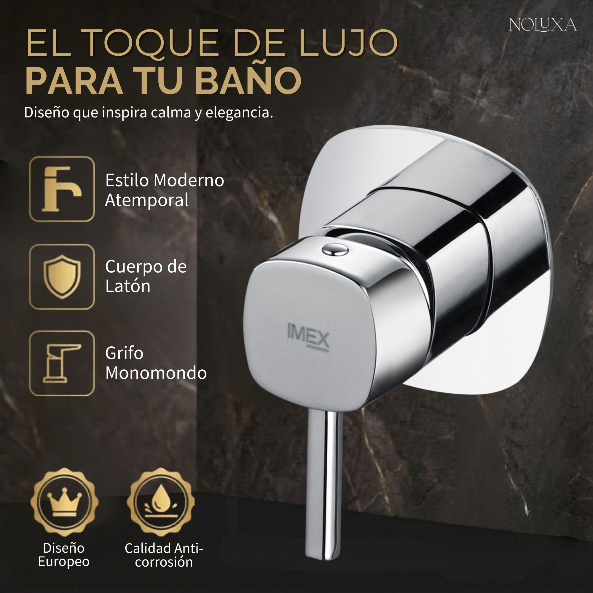 IMEX - Robinet de lavabo encastré chromé | Robinet de lavabo mural mitigeur eau froide et chaude | Robinetterie en laiton avec cartouche céramique Ø35 mm | Série Toscane