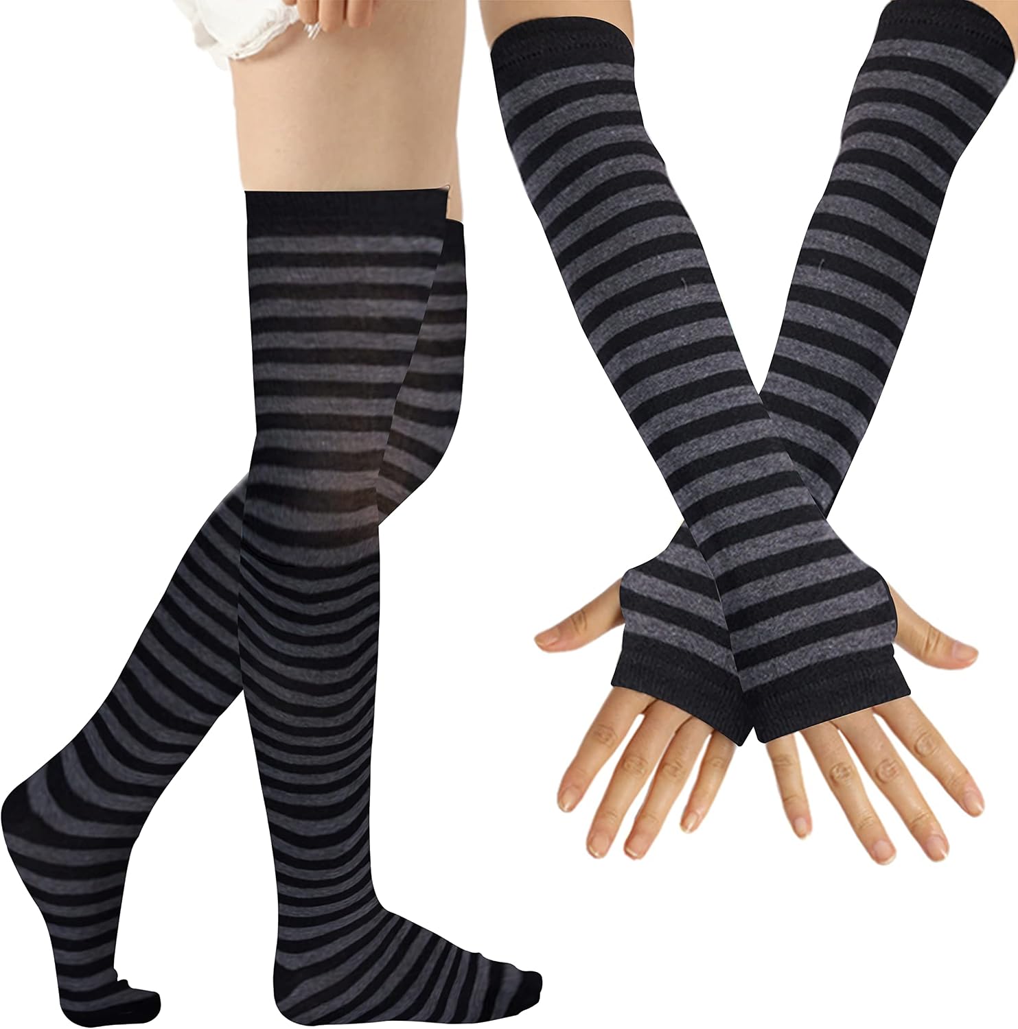 Over Knee Rainbow Thigh High Socks Cosplay Accessories for Women Fashion Wild Long Striped Leg warmers