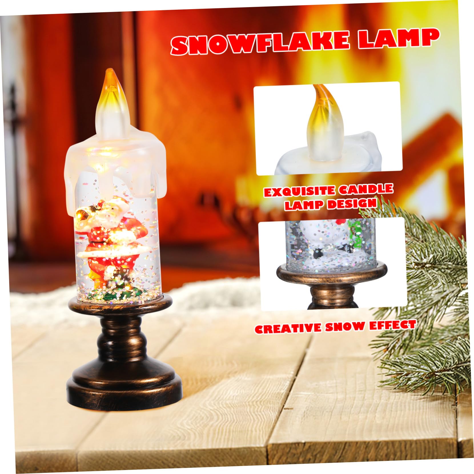 Mikikit 3 Szt. Świątecznych Lampionów Śnieżnych z LED Bezpłomieniowe Świeczki z Efektem Wirujących Śnieżynek Ozdoba Bożonarodzeniowa z Lampką Nocną Kształcie Bałwanka i Choinki