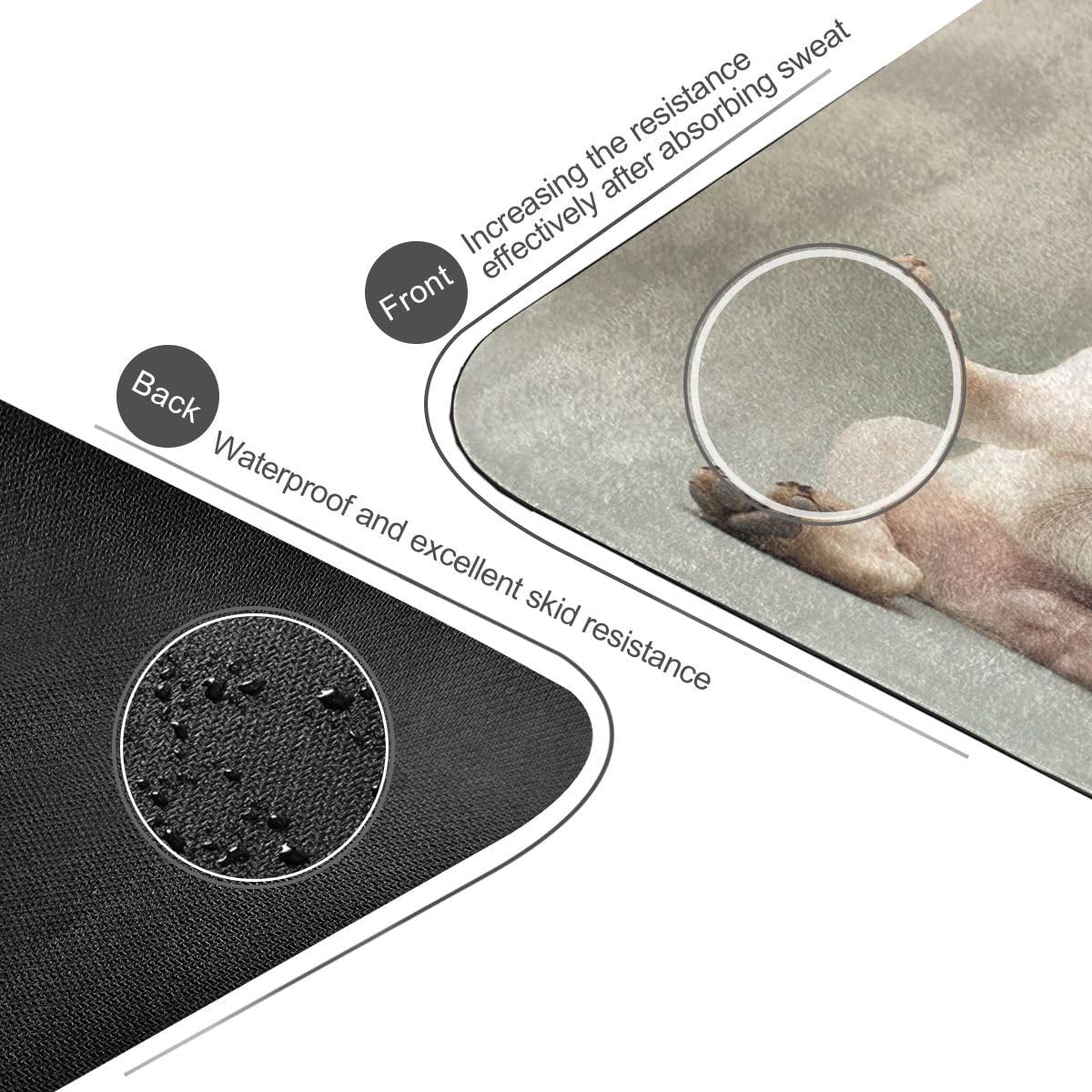 ALAZA Yoga Funny Pug Dog Yoga Mat Non Slip Fitness Exercise Mat, Workout Mat for Yoga, Pilates and Floor Exercises