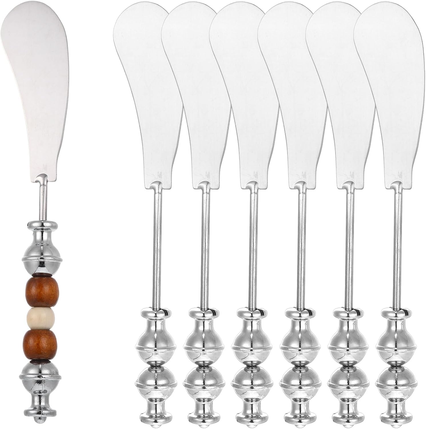 6PCS Beadable Cheese Spreader Knives, DIY Beaded Stainless Steel Butter Spreaders, Cheese Knives for Charcuterie Board, Appetizers, Wedding Party and Entertaining Accessories