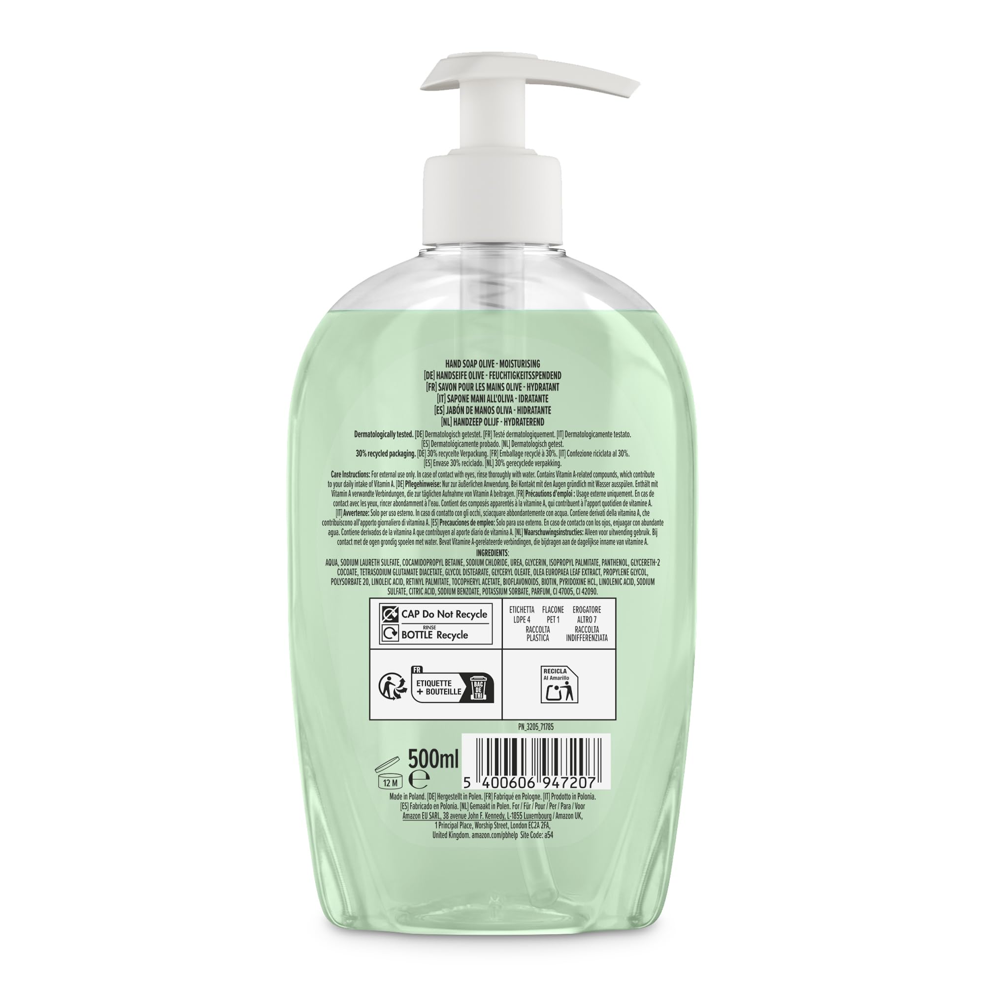 by Amazon Savon pour les mains Olive, 4 x 500 ml