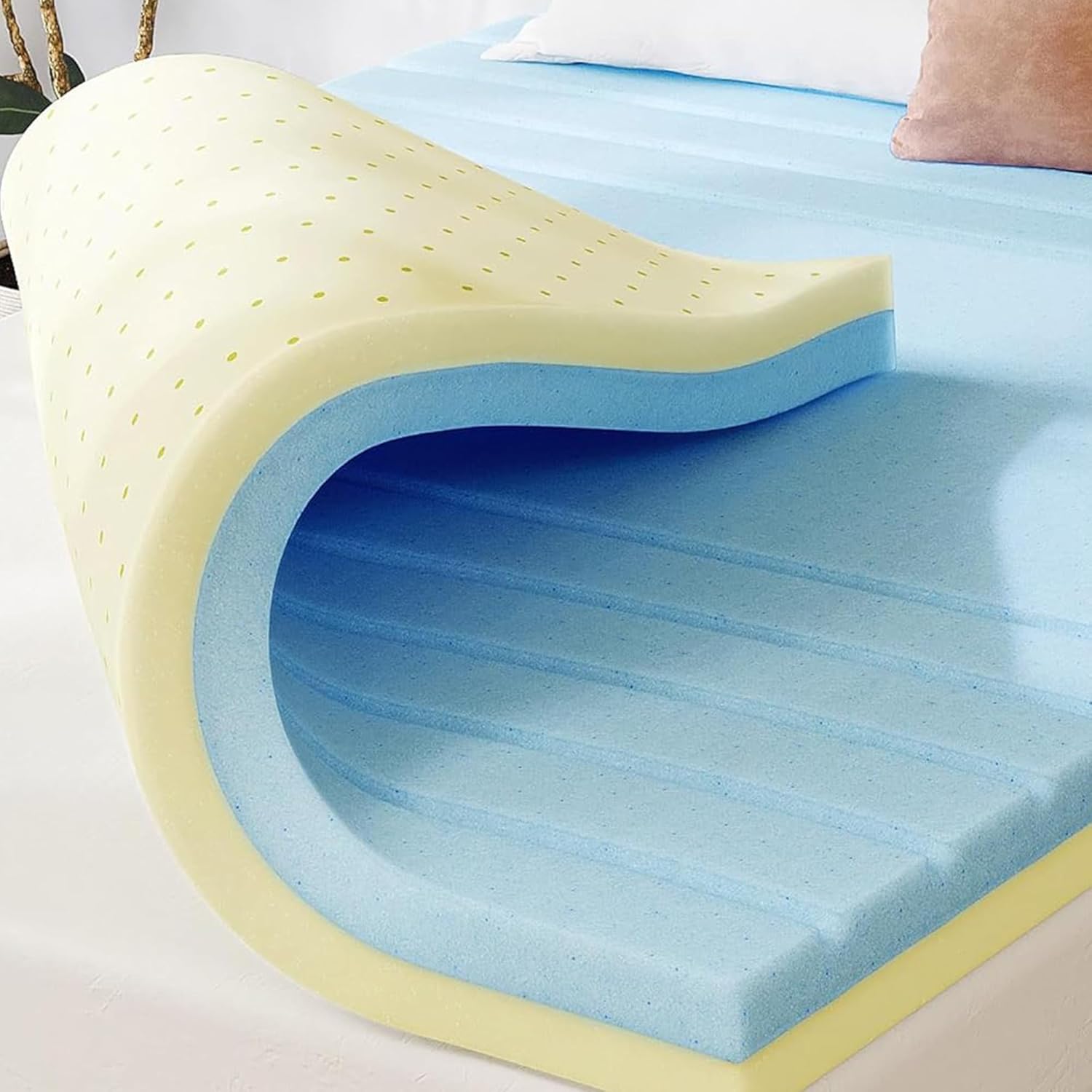 DWVO 4 Inch Queen Memory Foam Mattress Topper, 3Zone Gel Mattress Topper Double