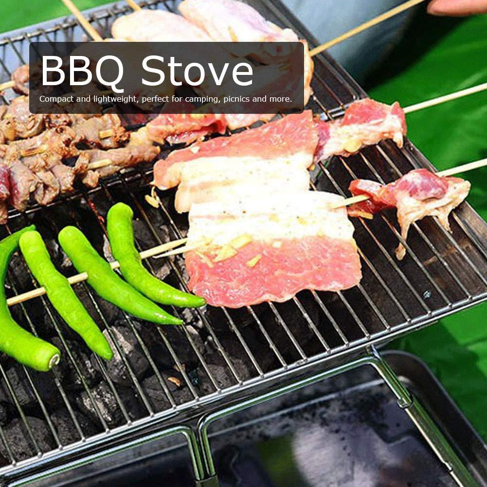 KANBUN składany grill węglowy, przenośny grill do grilla lekki prosty grill na kemping, ogród, na zewnątrz, podróże Double the comfort