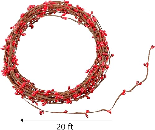 Miniatura 2 de Gejoy 2 rollos de guirnalda de bayas de doble pip de 40 pies, guirnalda floral de bayas de campo, decoración floral de manualidades, decoración