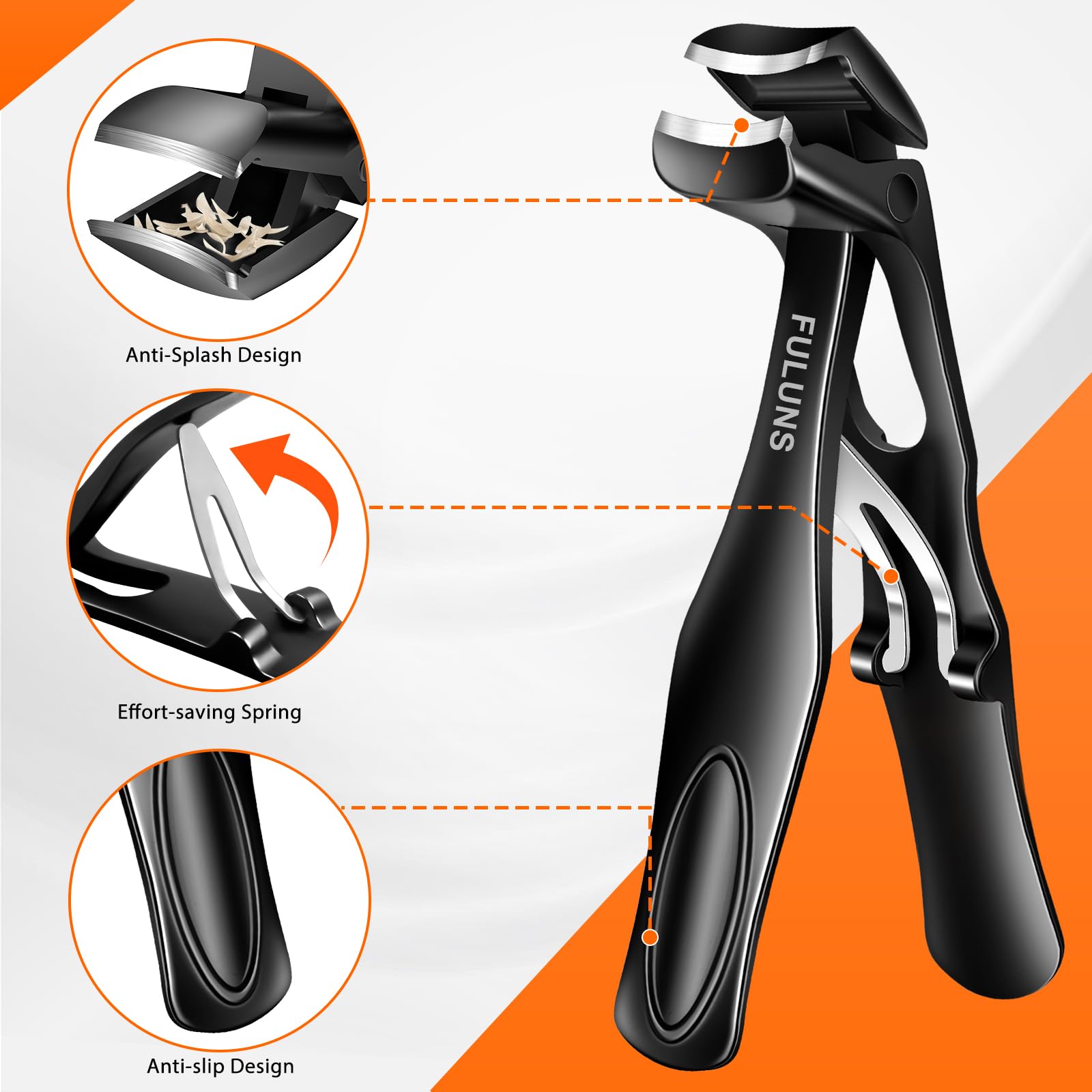 Cortaúñas para uñas gruesas para personas mayores, cabeza angulada, cortaúñas grande con recogedor, cortaúñas resistente con amplia apertura, cortaúñas para hombres y mujeres, para viajes, regalos