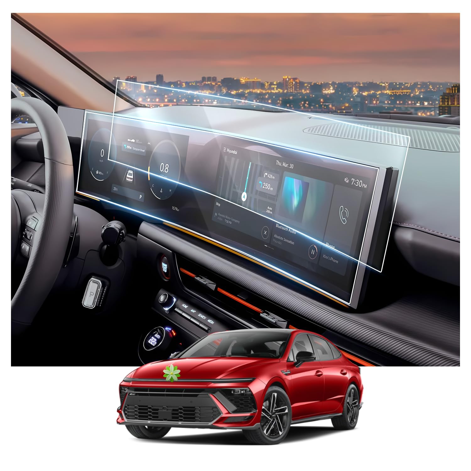 Ruiya Screen Protector for Hyundai Sonata 12.3" Touchscreen,for Hyundai Sonata 2024 Accessories Plastic Nano Films Compatible with 2024 2025 Hyundai Sonata SEL/N Line/SEL/Limited(2Packs)