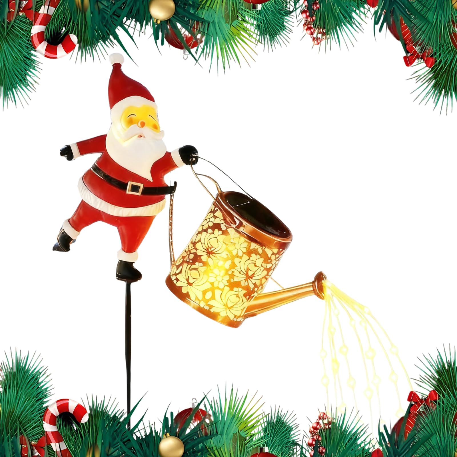 Luci solari per festival di Natale all'aperto. Il design dell'annaffiatoio in metallo fornisce un'illuminazione di atmosfera festiva per giardini, terrazze e cortili. (colore caldo 1 pz)