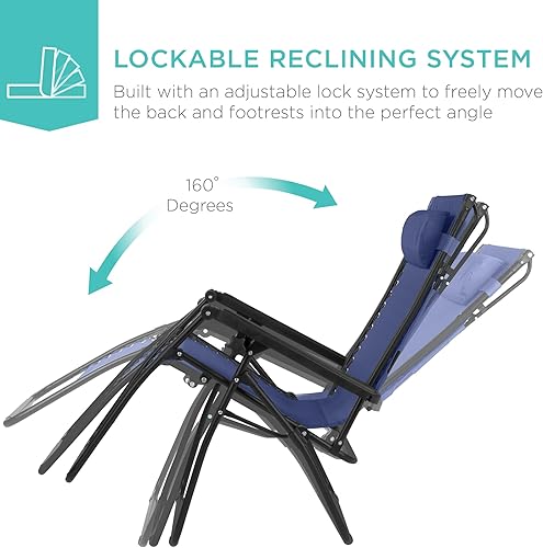 Miniatura 126 de Best Choice Products Silla reclinable plegable de gravedad cero para exteriores, de patio, para salón al aire libre, con toldo ajustable, Bandera
