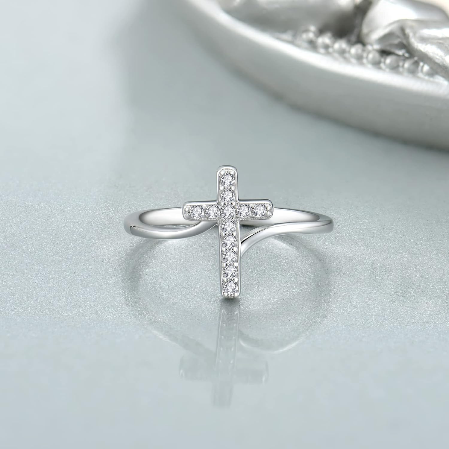 STARCHENIE 925 Sterling Silver Cross Ring for Women Size 5-10 - Image 4